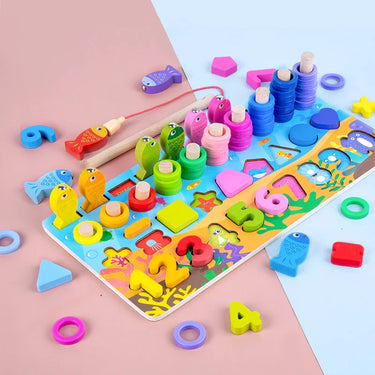 EcoToys Zahlenpuzzle | Zählen lernen mit Freude - Hölzerne Montessori Zahlenpuzzle & Angelspiel